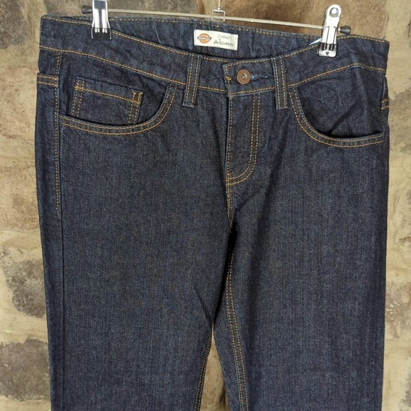 Dickies Crafted For Women Relaxed Fit Dark Wash Structured Jeans Size 2 Workwear - Picture 2 of 14